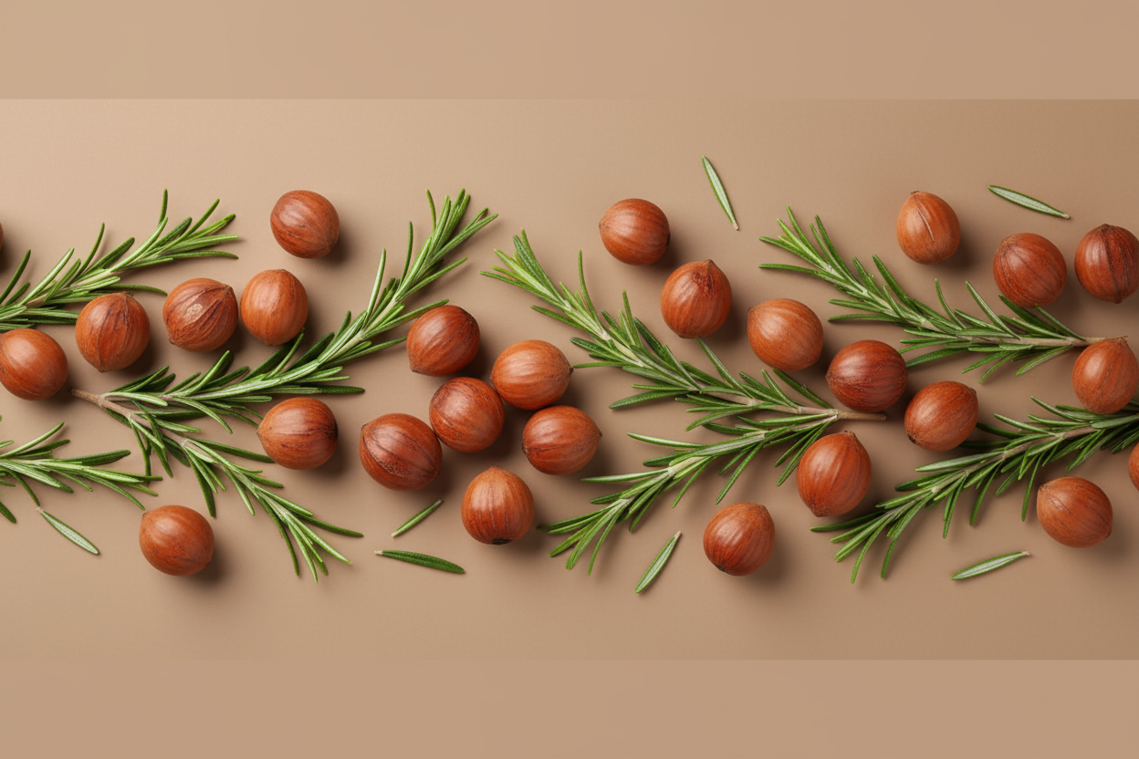 I would like some batana and rosemary inspired banner. Keep the color of the background but make some batana and rosemary all spread over the place